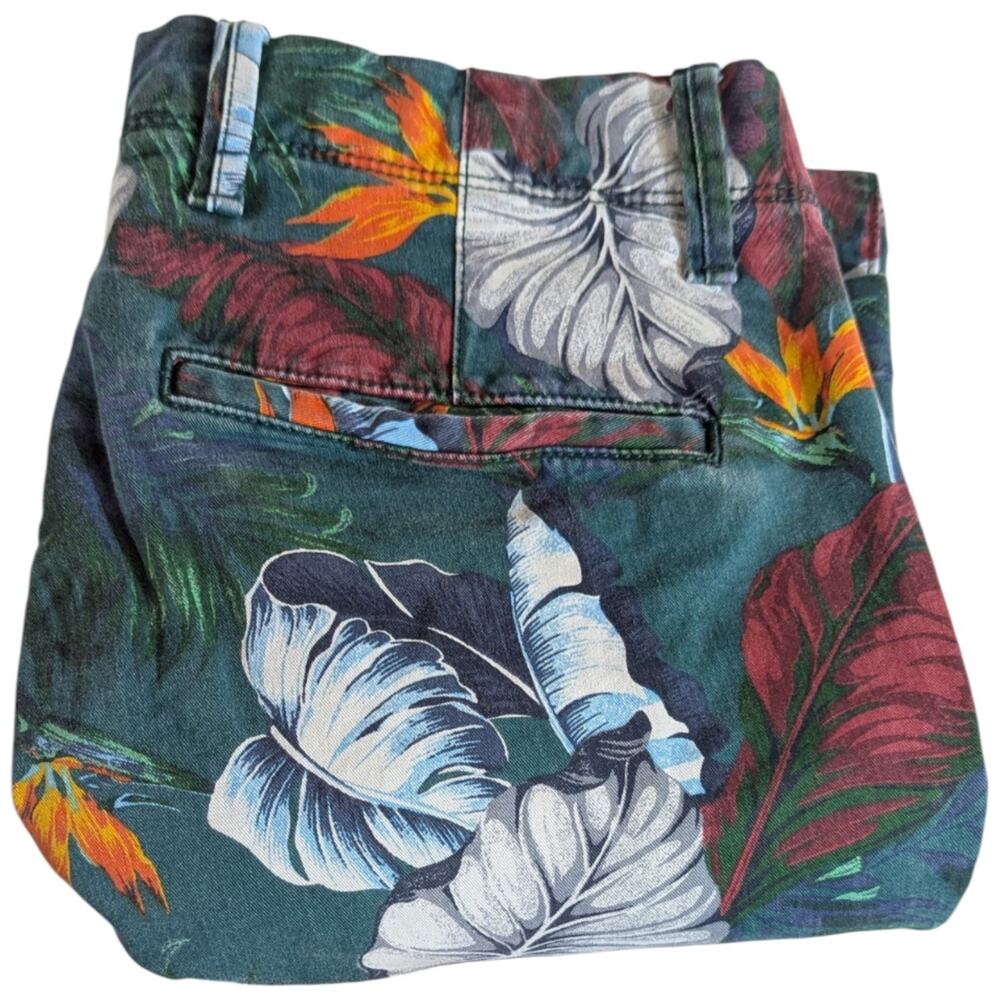Gap Palm Tree Jeans Leaves Womens size 30x30 Slim Green Red Fall Denim Colorful